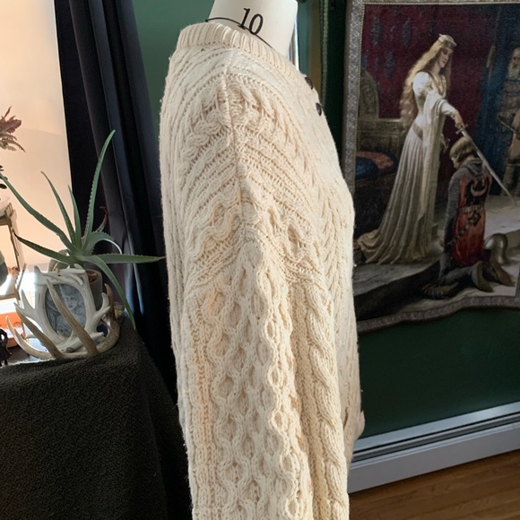 Cladyknit Made in Ireland 100% Wool Arab Cable Knit Sweater EUC Vintage - Picture 5 of 8